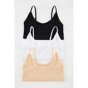 Trendyol Multi-Colored 3-Pack Seamless/Seamless Non-wired Cupless Knitted Bralette Bra