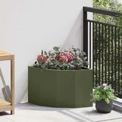 Vidaxl Kotni sadilnik Olivno zelena 45 x 45 x 35 cm Jeklo