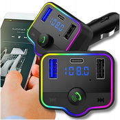 LED RGB auto FM transmiter MP3 bluetooth 5.0 i punjac 2x USB 3.0 12-24V
