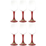 Casa Padrino luxury wine glass set of 6 red/multicolored H. 23.5 cm - Handmade & hand-painted wine glasses - Hotel & Restaurant Accessories - Luxury quality - Made in Italy