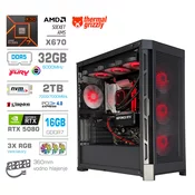 Računalnik MEGA TWR S11 R7-9800X3D/RTX5080/32GB-DDR5/2TB-4.0/1050W/Brez OS/črna RGB + Estetski napajalni kabli [Rdeča/Črna]