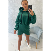 Insulated dress with a clutch bottom in dark green color