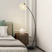 Searchlight Stojna svetilka Radiant, črno-bela, višina 156 cm, kovina/tkanina - Dnevna soba/jedilnica - črna, bela