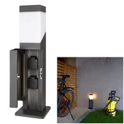 LED steber za svetilko E27 priključek zunanji električni steber več vtičnic IP44/IP68 vodotesen 2 vtičnici vrtna garaža 230V, (20561510)