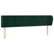Vidaxl Vzglavje z ušesi temno zeleno 163x23x78/88 cm žamet