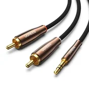 Ugreen UGREEN AV170 kabel 2x RCA (činč) vtičnica 3,5 mm, 1 m (črn)