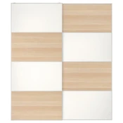 MEHAMN Par kliznih vrata, dvostrano/belo b. im. hrastovine bela, 200x236 cm