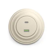 Kliklap - Retro USB vtičnica A+C z okvirjem bež