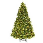 Costway Umetno božično drevo 225 cm z LED lučmi