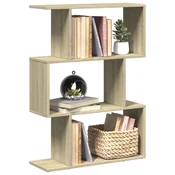 Pregrada / regal za knjige 3 razina hrast 70x24x97 cm drveni