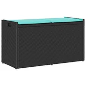 Vidaxl Zunanja klop za shranjevanje z blazino Black 100 cm Poly Rattan