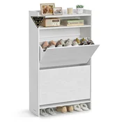 Songmics omara za čevlje 2 predelka 24x60x1028 cm bela