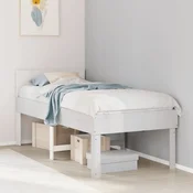 shumee vidaXL Posteljni okvir brez vzmetnice bel 75x190 cm masiven borov les