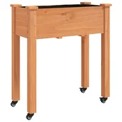Vidaxl Korito s podlogo in kolesi rjavo 71x37x80 cm trden les jelke