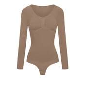 cfab Oblikovanje postave Bodysuit Sculpting Shapewear Longsleeve mit String karamel
