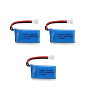Komplet 3 3,7V 380mAh akumulatorskih baterij LiPo za brezpilotna letala | Združljivo s HUBSAN X4 H107L/C/D, V252, JXD 385 | Visoka kakovost, svetlo modra/modra