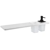 ABELINE Polica iz kamna, 1 steklo + 1 dozirnik za milo/črna, 500 mm, bela mat - Bela; črna - 500x12x100 mm - Sapho - ABELINE - 24 - Trdna površina - 500 - Polica - Kvadratni - 500 - 12 - 100 - 14