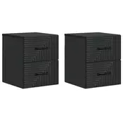 vidaXL vidaXL Stenski nočni omarici s predalom 2 pcs Črna 34,5 x 33 x 40 cm, (5000209592)