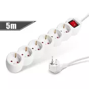 Delight produžni kabel - 20232 (6 utičnica, s prekidačem, 5 m)