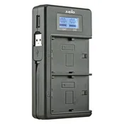 Jupio USB namenski Duo polnilec LCD za Sony NP-FM50, NP-F550/F750/F970