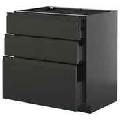 METOD / KNIVSHULT Pod.elem.3front/2dnj/1srd/1vis.fiok, Crnosiva/Upplöv boja antracita, mat, 80x60 cm