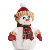 Plišana igračka Amek Toys - Snjegović s crvenom kapom i šalom, 23 cm