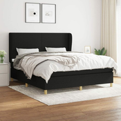 Greatstore Box spring postelja z vzmetnico črna 160x200 cm blago