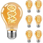 Nikcorp LED žarnice URing Edison E27 A60 Vintage 4W 280lm 2200K jantarno steklo, komplet 6 kosov, dekorativna retro LED žarnica za loft slog, energijsko varčna filamentna razsvetljava, topla bela, 360° kot