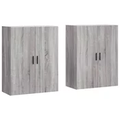 MAISON CHIC Stenska omarica - Zidna omarica 2 kosa siva sonoma 69,5x34x90 cm iu1233, (22063608)
