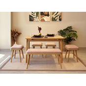 HANAH HOME Vina Mini 06 0900 Oak Stone set : sto, stolice i klupa