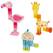 Drvena djecja slagalica Goki - Žirafa, flamingo, hobotnica, asortiman