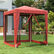 Šator za zabave s 4 mrežasta bocna zida crveni 2 x 2 m HDPE