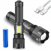 Rosfix Taktična LED svetilka 6 načinov Black Sniper, (21653723)