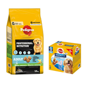Pedigree Professional Nutrition Adult 12 kg + Pedigree Dentastix 56 kosov po posebni ceni! - Adult s perutnino in zelenjavo 12 kg + Multi pakiranje Dentastix (56 kosov) za velike pse (>25 kg)