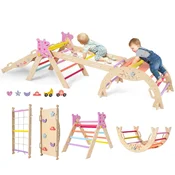 Trokutni set 8-u-1 sklopiva igracka za penjanje Montessori drveni set za penjanje okvir za penjanje za djecu šareni