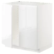 METOD Pod.elem. za sudoperu s 2 vrata, bela/Voxtorp v. sjaj bela, 80x60 cm