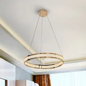 Schuller Valencia LED viseča svetilka Lorian, zlata barva, O 60 cm, kovina - Dnevna soba/jedilnica - zlato, jasno - Aluminij