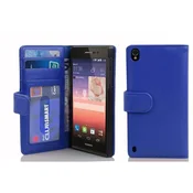 Cadorabo Cadorabo Ohišje, združljivo z Huawei ASCEND P7 v neptunova modra - Zaščitni ovitek z magnetnim zapiranjem in 3 režami za kartice, (20547725)