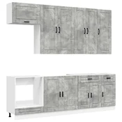 Kuhinjska jedinica PORTO 8 pcs Betonska siva Konstruirano drvo