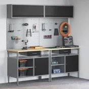 vidaXL vidaXL set 8 delnih delovnih miz črn jeklo, (22047414)