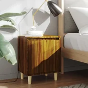Nocni ormarici s drvenim nogama 2 kom smedi hrast 40x30x50 cm
