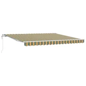 Vidaxl Vlečna tenda Zelena in rumena 400 x 350 cm Tkanina in aluminij