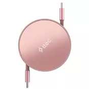 Kabel ttec – Mini Retractable, 100W, USB-C/USB-C, ružicasti
