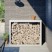 Stalak za drva za ogrjev bijeli 100x40x80 cm celicni