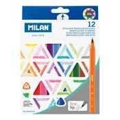 MILAN trikotni markerji s tanko konico - komplet 12 barv