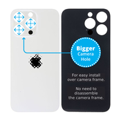 Apple iPhone 14 Pro Max - steklo zadnjega ohišja s povečano luknjo za kamero (srebrna)