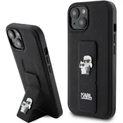 Karl Lagerfeld Karl Lagerfeld Gripstand Saffiano Karl & Choupette Pins - Ohišje za iPhone 15 (črno)