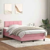 vidaXL vidaXL Box Spring postelja z vzmetnico Pink 120x220 cm Velvet, (21791791)