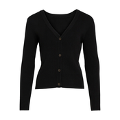 Black Womens Ribbed Cardigan VILA Comfy - Ladies