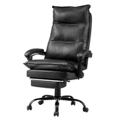 VEVOR Pisarna stol z visokim naslonom, izvršni stol z oporo za noge in ledveno blazino, 71x68,5x130,4 cm, črna